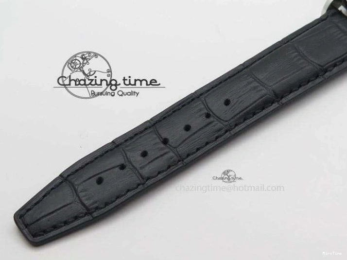 MIROTIME 0420 Portofino Chrono SS Black Dial on Black Leather Strap A Refined 7390